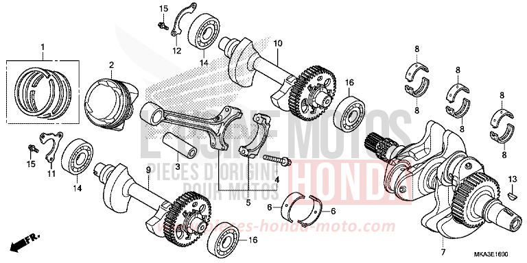 VILEBREQUIN/PISTON de NC750X DCT MAT GUNPOWDER BLACK METALLIC (NH436) 2017